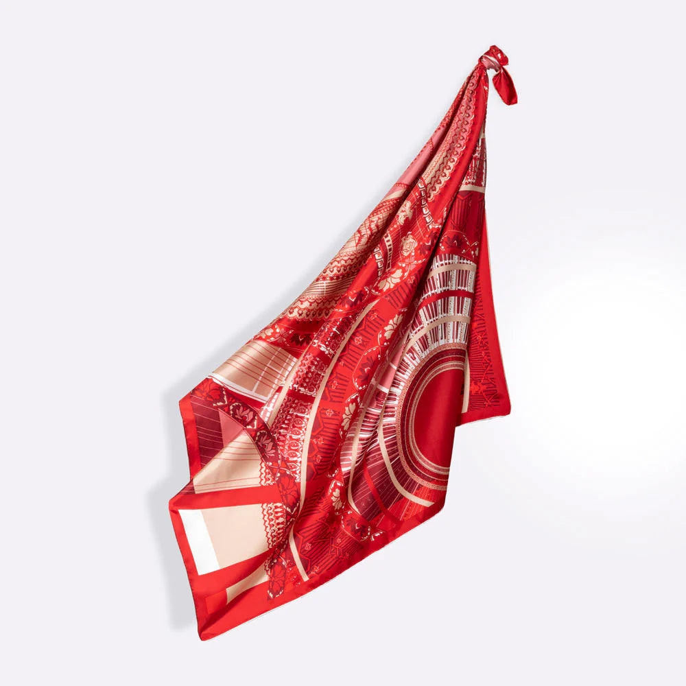 Silk Square Scarf 105 - Petrusse - Paris Red